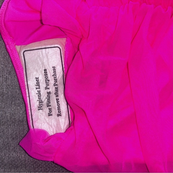 Skinny Dip Swimwear Ruched Mesh Halter Maillot Swimsuit by Leg Avenue - Hot Pink - Picture 5 of 6